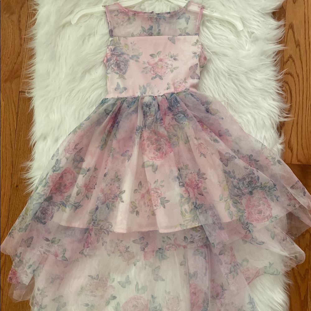 Floral Pink Kids Formal Dress